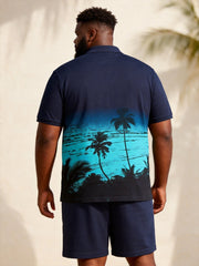 Big & Tall Men's Coconut Coast Gradient Print Short-Sleeved Polo Shirt