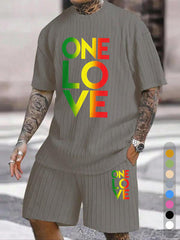 "ONE LOVE" Reggae Color Gradient Texture Large Size Sports Suit