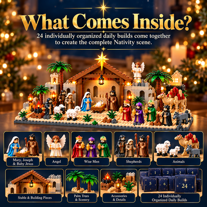 🎄🎈Nativity Advent Calendar – 24-Day Buildable Christmas Nativity Set