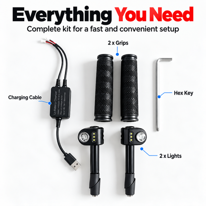 🚴(A pair) Dual-Direction Handlebar Safety Lights – USB Rechargeable Front & Rear Bike Lights with Hidden Bar-End Installation