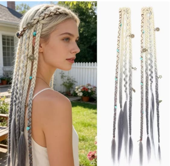 ✨ Boho Beaded Clip-In Braids – Effortless Festival & Everyday Hair Transformation