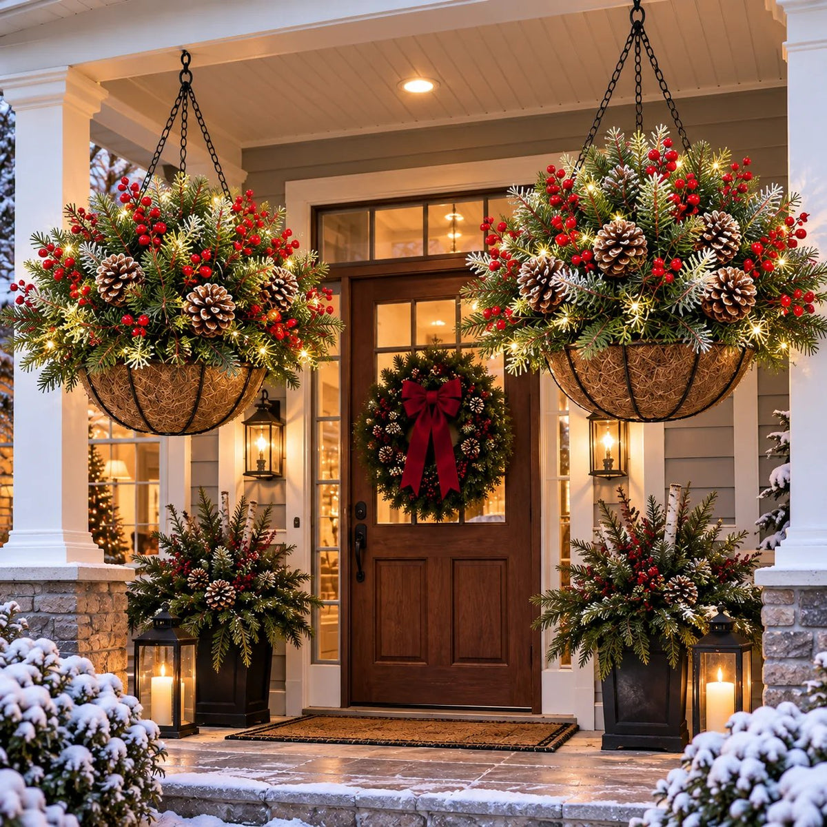🎄 50% OFF Today | ✨ Pre-Lit Christmas Hanging Basket | 🌿 Get Your Porch Ready Early