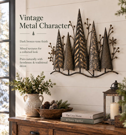 🎄🕯️Vintage Lighted Woodland Metal Wall Decor🌙