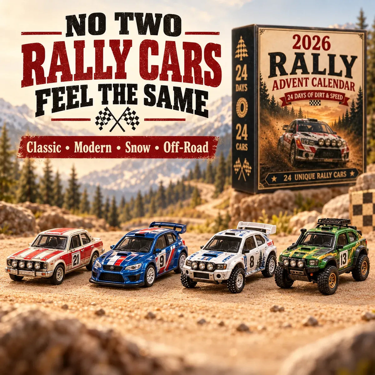 🏎️ 2026 Rally Advent Calendar – 24 days of speed & action, 24 rally cars to collect