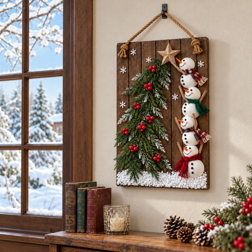 Lighted Snowman Christmas Hanging Sign