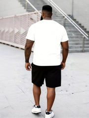 Big & Tall Men's "One Love" Reggae Color Matching Printed Crewneck Short Sleeve T-Shirt Shorts Set