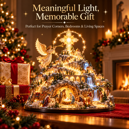✝️✨ Heavenly Nativity Mountain™ – Illuminated Bethlehem Faith Village & Christmas Tabletop Light