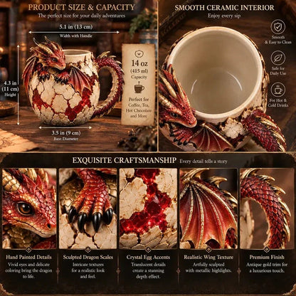 🐉🥚Dragon Egg Fantasy Sculpted Mug | 14oz Resin Coffee Cup for Dragon Lovers