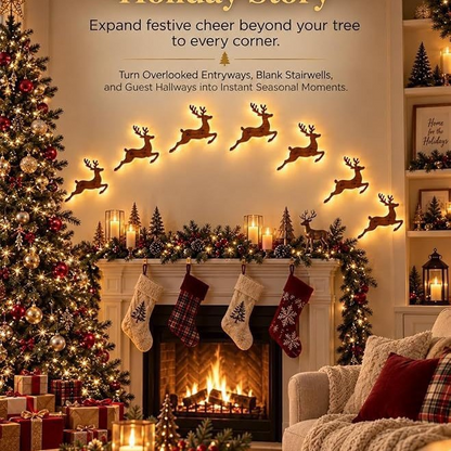 LIMITED-TIME 50% OFF — SHOP NOW! 🔥7Pcs Led Reindeer Wall Decorations, 3d Antler Glow Wall Decor For Christmas,3D Light-Up Wooden Reindeer Christmas Wall Decor Lights