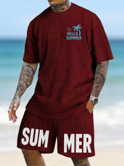 "Hello Summer" Coconut Sun Print Texture Large Size Sports Suit