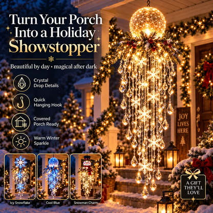 Crystal Cascade Christmas Light™ – Hanging Snowflake & Crystal LED Porch Décor ✨❄️