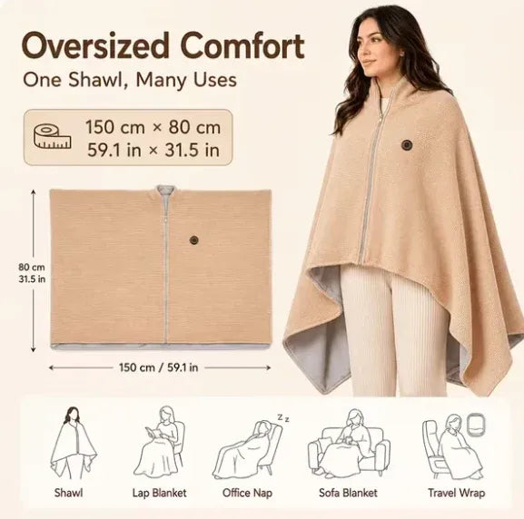 🔥 Christmas Sale 60% OFF ❄️🔥Portable Heated Shawl – Wearable Electric Heating Shawl ☀️ Warm the Entire Winter