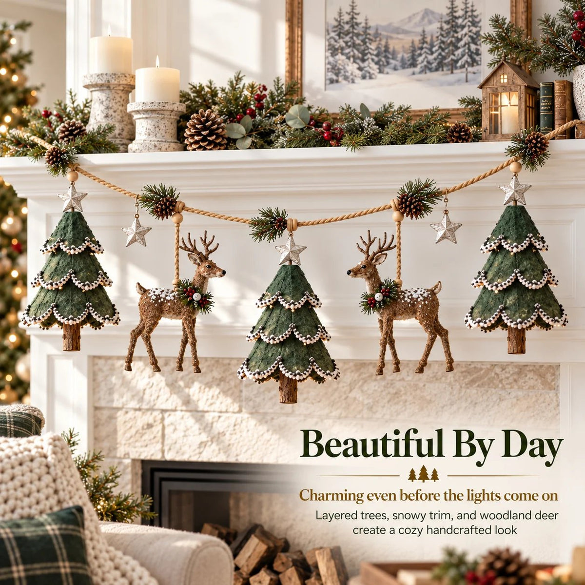 ⏰ LAST DAY 49% OFF - 🦌 Lighted Woodland Christmas Garland