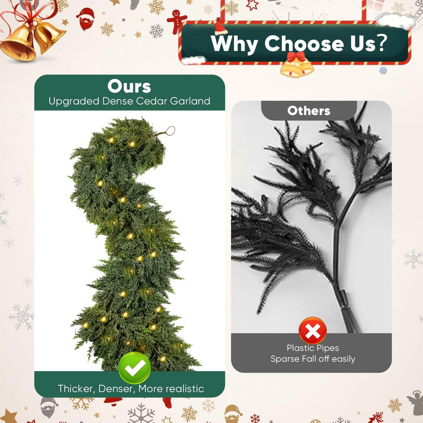 🏆5K+ people purchased it in the past week.💥 Pre-lit Christmas Cedar Garland
