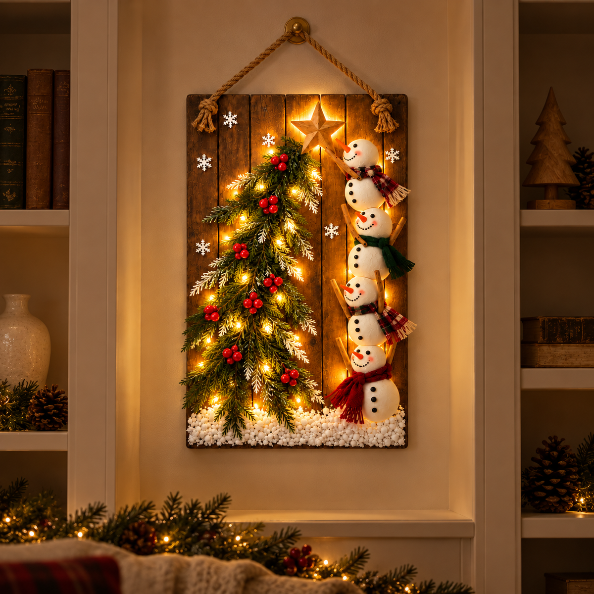 Lighted Snowman Christmas Hanging Sign