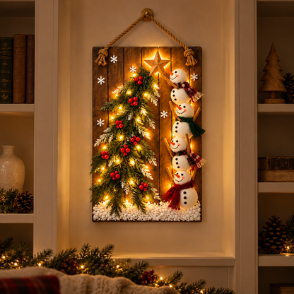 Lighted Snowman Christmas Hanging Sign