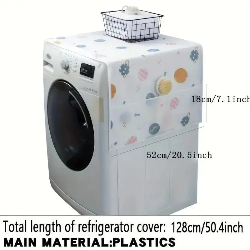 Daisy Print Refrigerator Dust Cover With StoragePockets