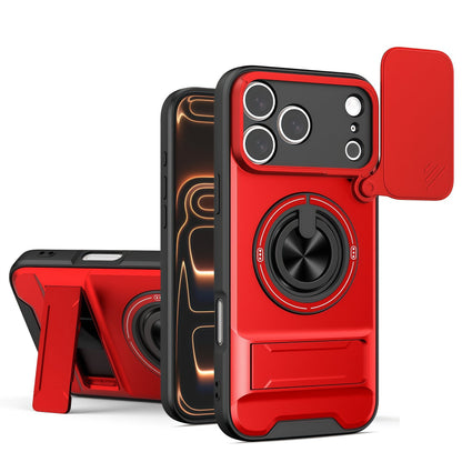 Sliding Window Lens Protector Magnetic Ring Holder Case for work with iPhone 17 ProMax