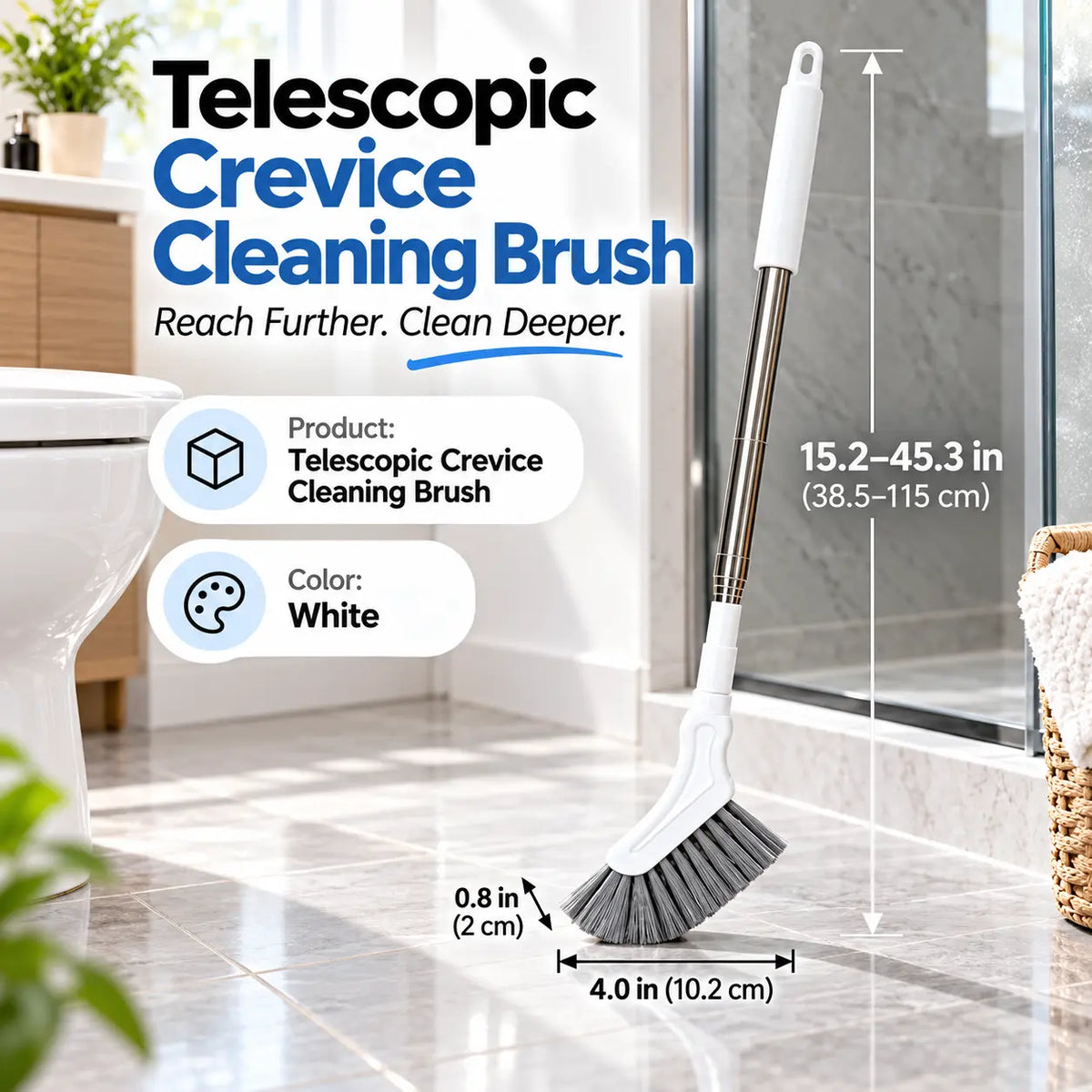 🔥Hot Sale 49% Off🔥Adjustable Length Stainless Steel Telescopic Long Handle Crevice Cleaning Brush 🧹