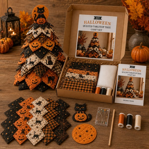 🔥Halloween Early Bird Sale🎃DIY Halloween Quilted Fabric Tree Kit