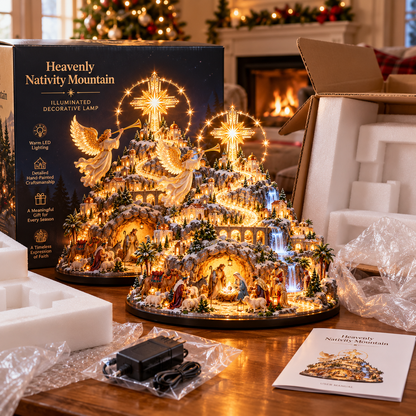 ✝️✨ Heavenly Nativity Mountain™ – Illuminated Bethlehem Faith Village & Christmas Tabletop Light
