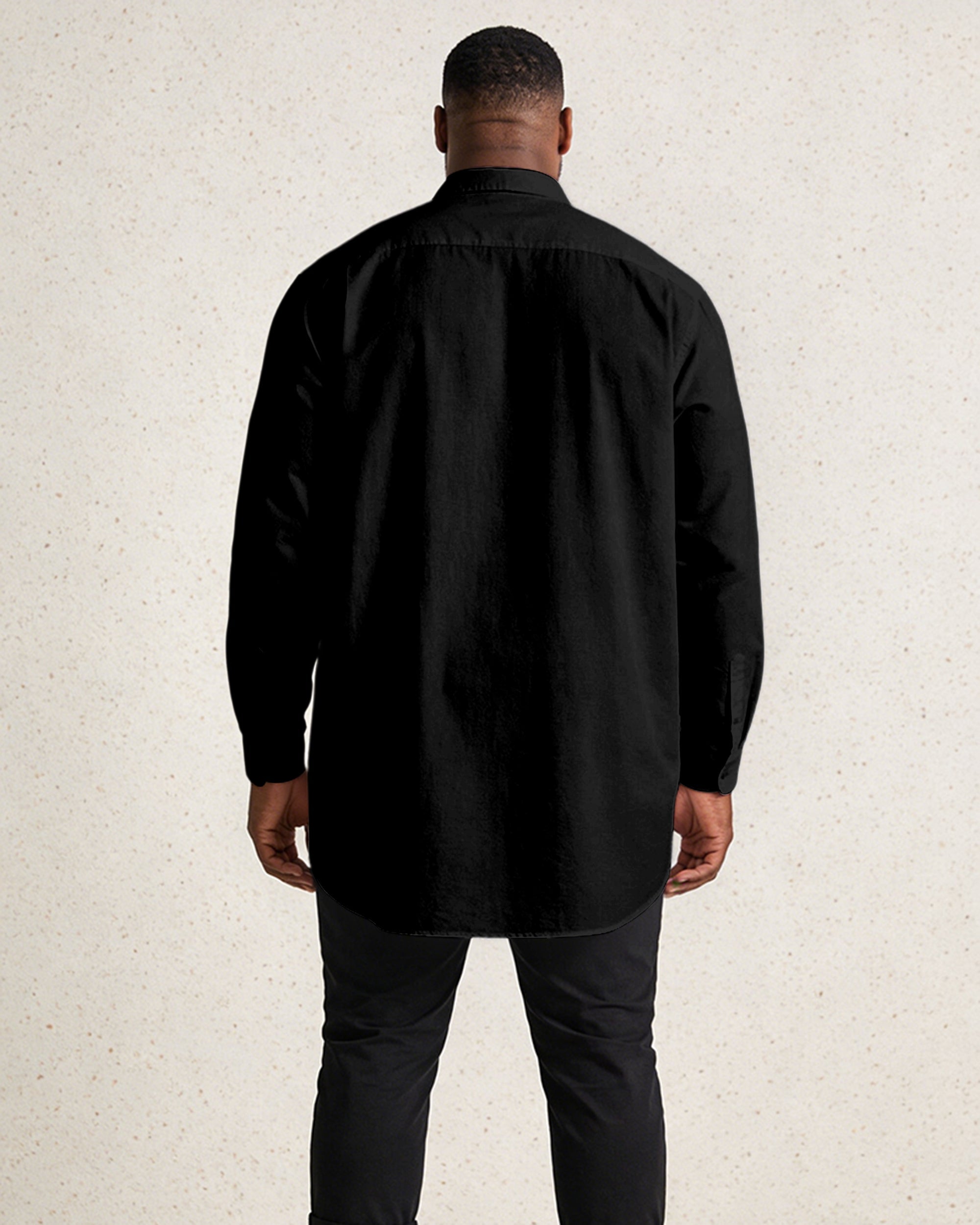 Black, White Large Size Men's Music Print Large Size Men's Long Sleeve Shirt
