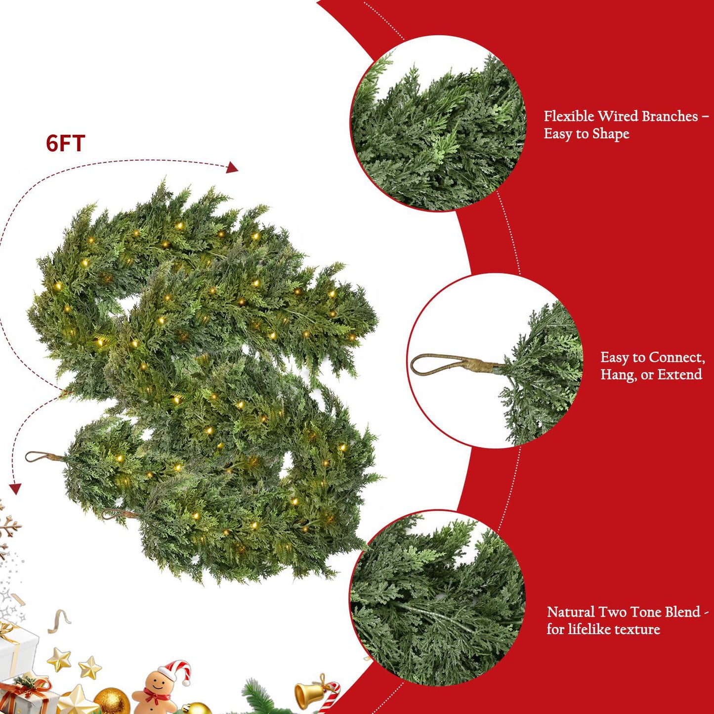 🏆5K+ people purchased it in the past week.💥 Pre-lit Christmas Cedar Garland