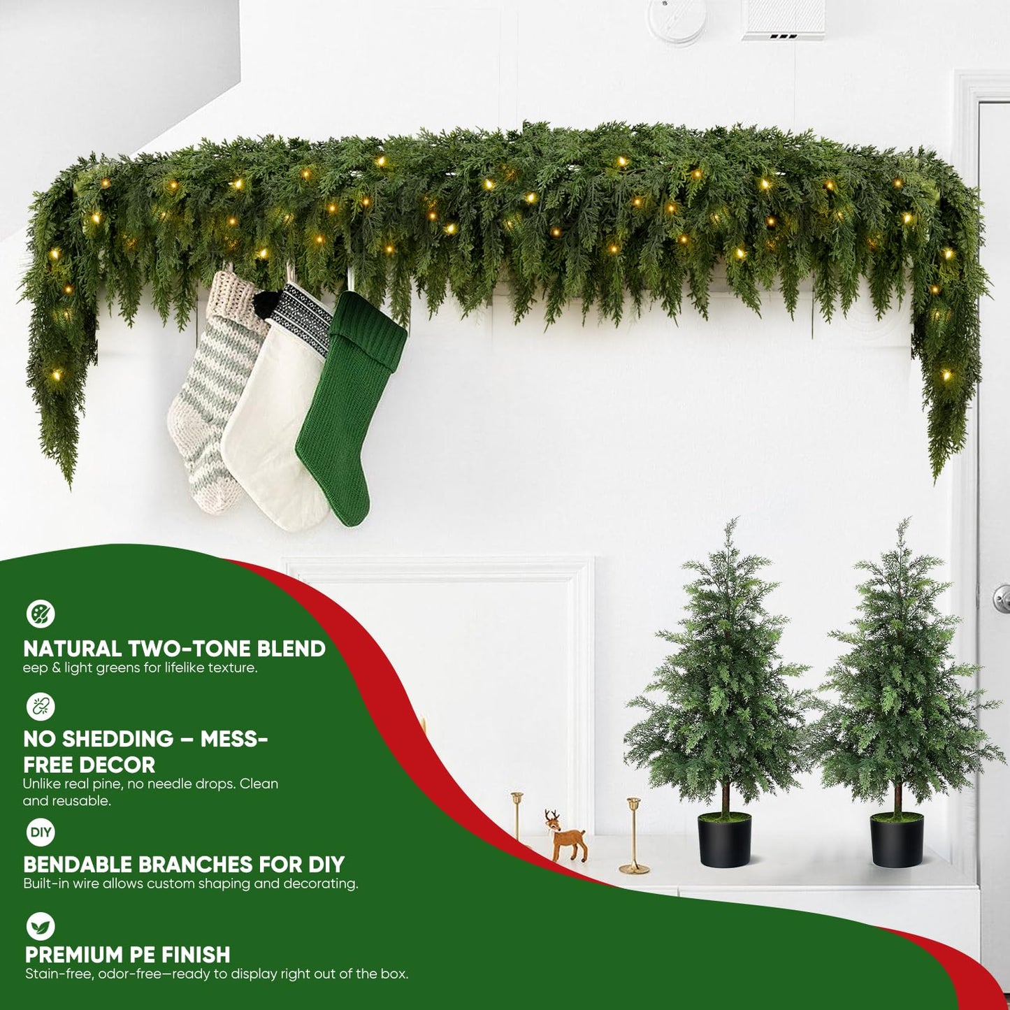 🏆5K+ people purchased it in the past week.💥 Pre-lit Christmas Cedar Garland