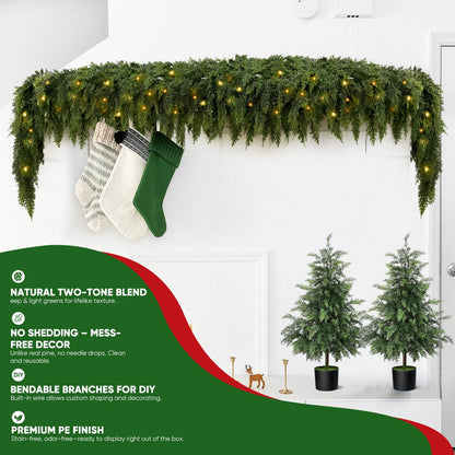 🏆5K+ people purchased it in the past week.💥 Pre-lit Christmas Cedar Garland