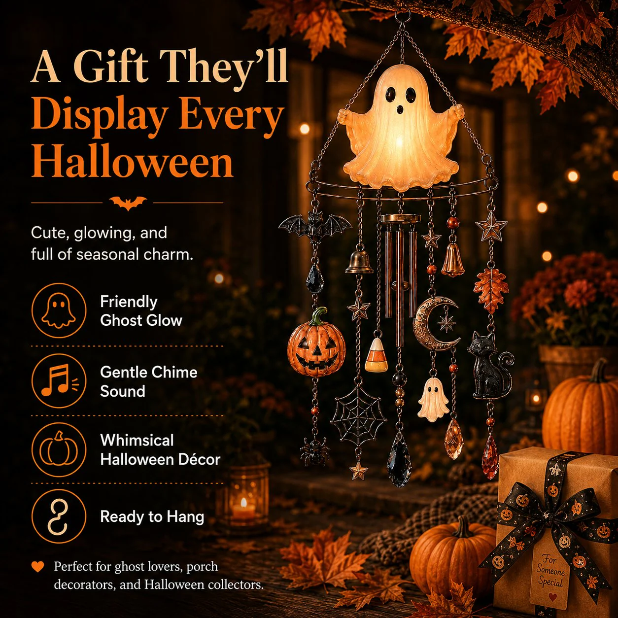 🔥Halloween Early Bird Sale🎃Haunted Glow Ghost Wind Chime