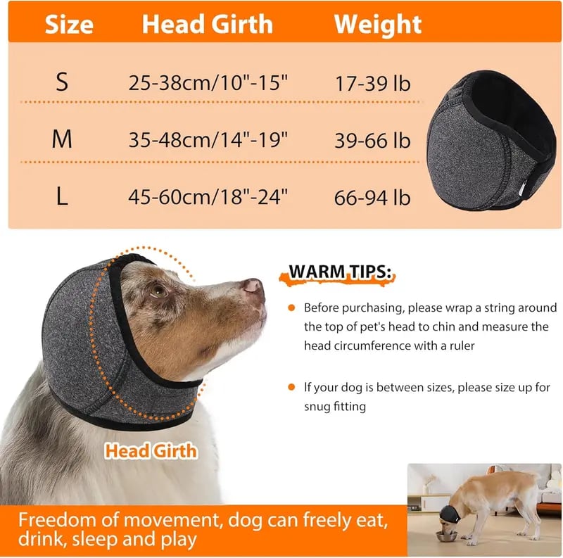 Dog Calming Ear Wraps 🐶 – Noise Cancelling & Waterproof Ear Cover for Anxiety Relief, Fireworks & Bath Protection 💧
