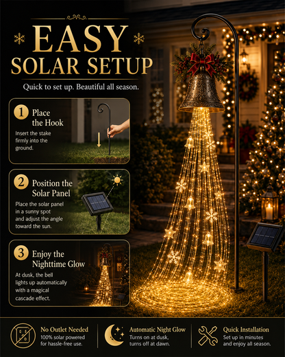 ✨✨Hot Sale 40% OFF🎄 Christmas Bell Cascade Solar Yard Light✨