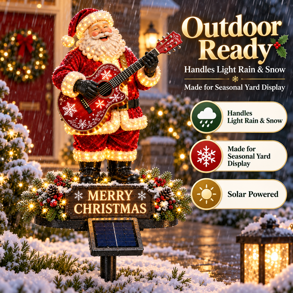 🔥49% Off Last Day Solar-Powered Light-Up Guitar Santa Christmas Yard Decoration