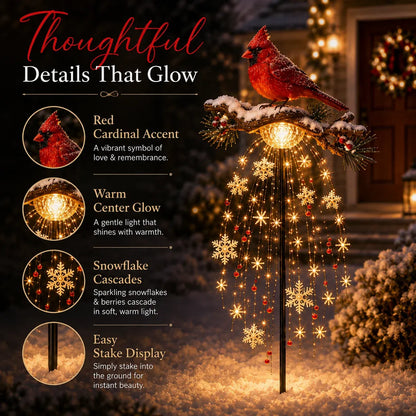 ❤️ Cardinal Memory Fountain – Lighted Christmas Remembrance Garden Decor