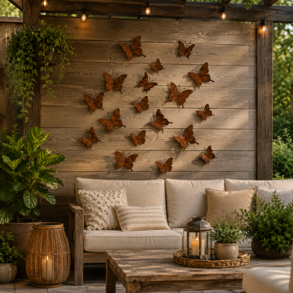 15-Piece Rustic Metal Butterfly Wall Décor Set – Transform Any Wall Into Garden Art