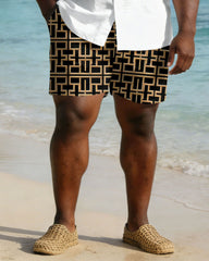 Men's Plus Size Chest Pocket Short Sleeve Shirt Shorts Set