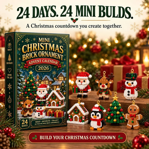 ⏳Last Day 49% OFF🎄24-Day Mini Christmas Ornament Advent Calendar | 24 unique festive buildable designs with hanging loops—perfect for decorating Christmas trees, wreaths, and holiday displays 🧱
