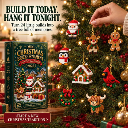 ⏳Last Day 49% OFF🎄24-Day Mini Christmas Ornament Advent Calendar | 24 unique festive buildable designs with hanging loops—perfect for decorating Christmas trees, wreaths, and holiday displays 🧱