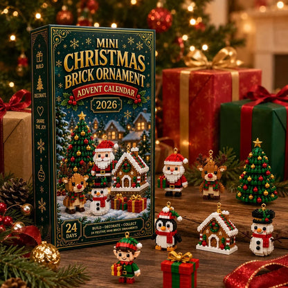 ⏳Last Day 49% OFF🎄24-Day Mini Christmas Ornament Advent Calendar | 24 unique festive buildable designs with hanging loops—perfect for decorating Christmas trees, wreaths, and holiday displays 🧱