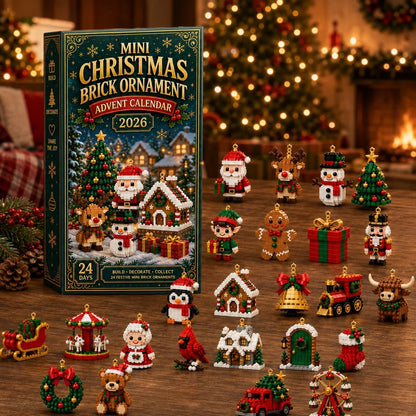 ⏳Last Day 49% OFF🎄24-Day Mini Christmas Ornament Advent Calendar | 24 unique festive buildable designs with hanging loops—perfect for decorating Christmas trees, wreaths, and holiday displays 🧱