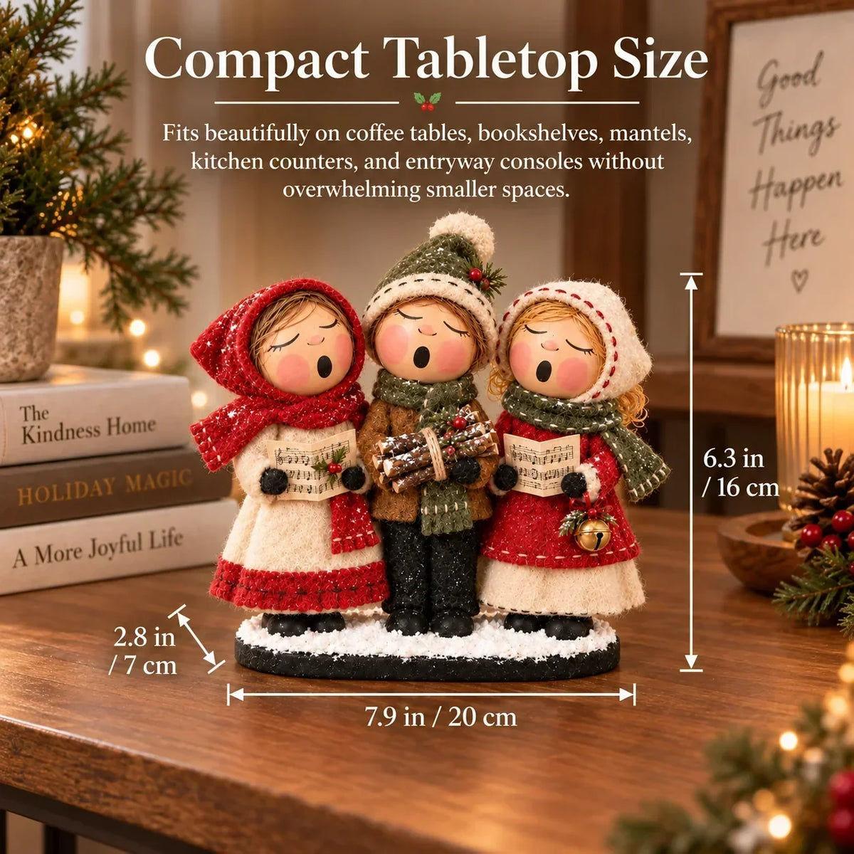 Vintage Christmas Carolers Figurine – Cozy Farmhouse Holiday Tabletop Decor