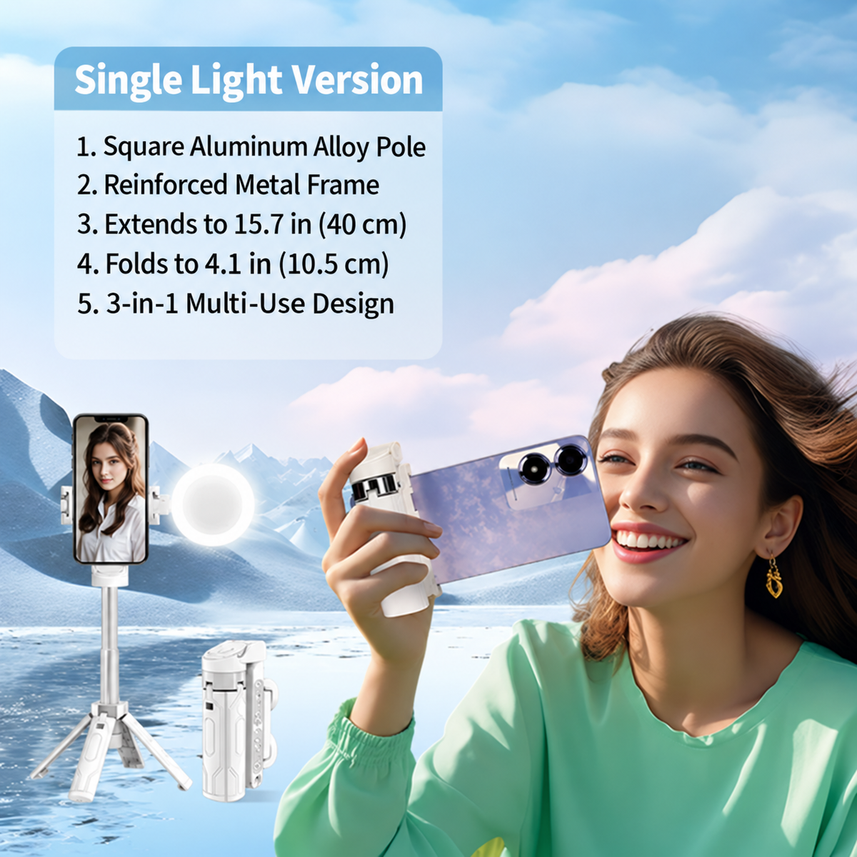 📸 WONEW Z3 Magnetic Selfie Stick Tripod – Zoomable Mini Palm Grip with Focus Adjustment Dial, 360° Rotation Stand, Bluetooth Remote & Universal MagSafe Phone Mount for Travel & Vlogging