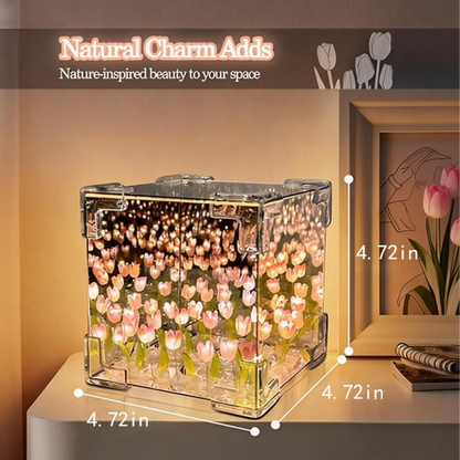 🔥HOT SALE✨ DIY/Pre-Made Tulip Cube Mirror Lamp | Infinite Glow Night Light – Perfect Bedroom Decor & Gift