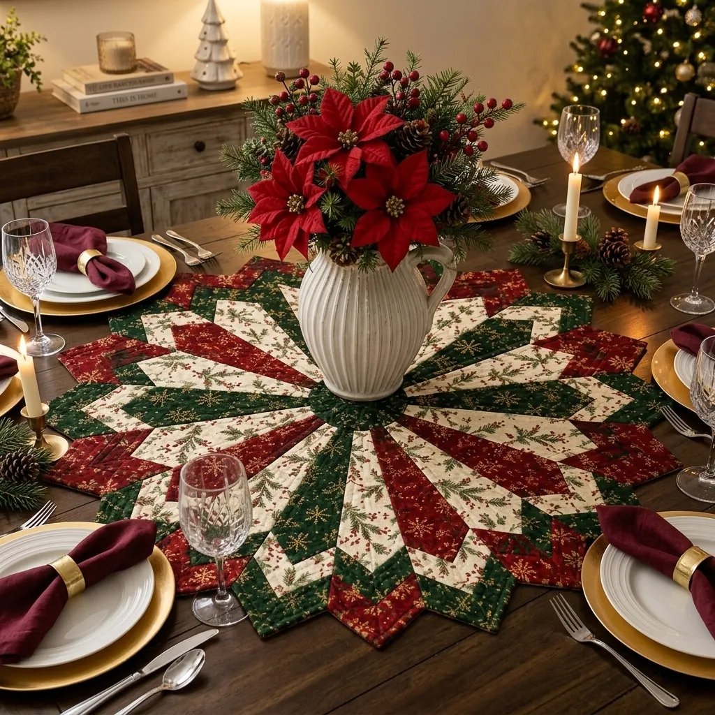 💯Holiday Star Table Topper Quilting Template Set