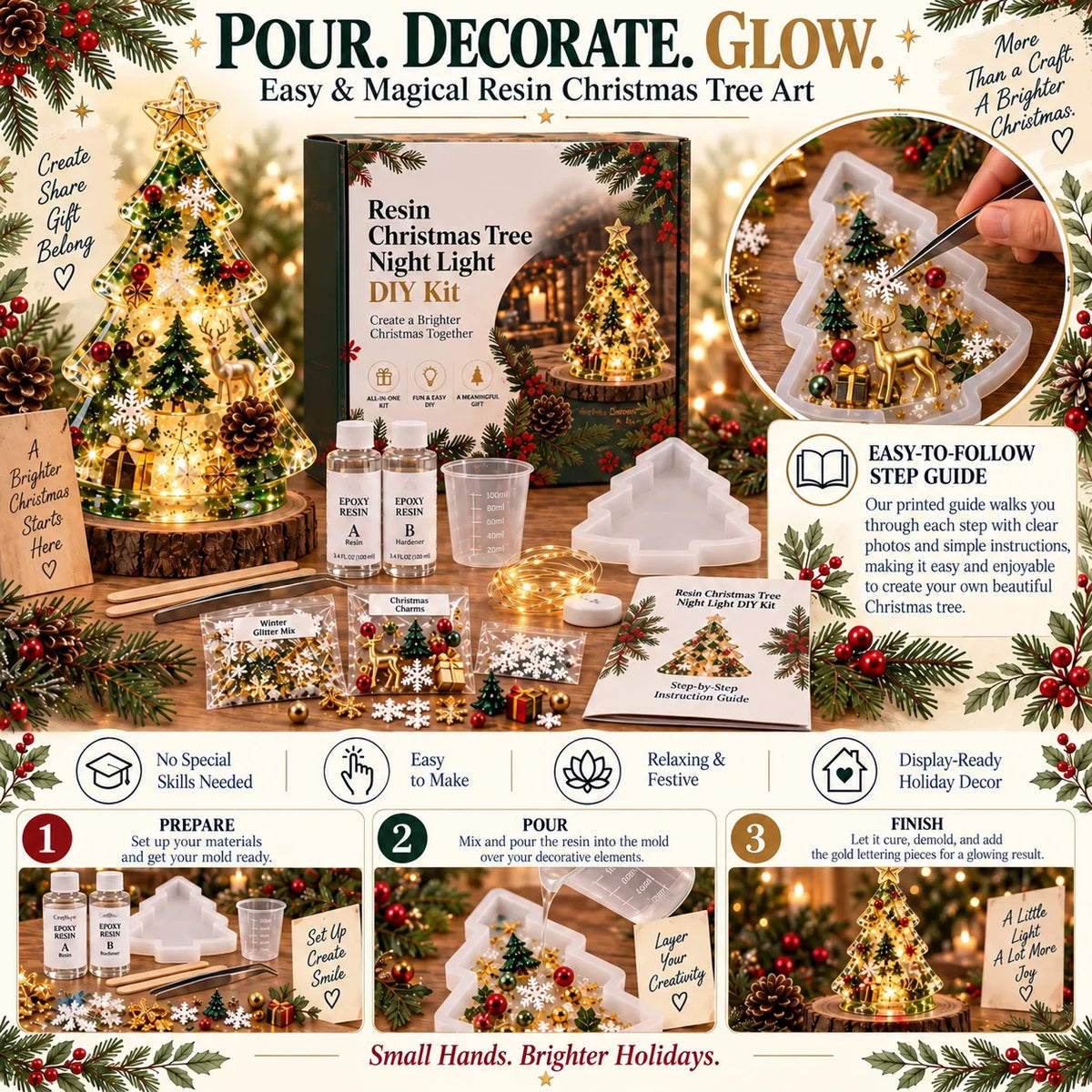 🎄 DIY Christmas Tree Night Light Kit — 💕 Step-by-Step Guide Included