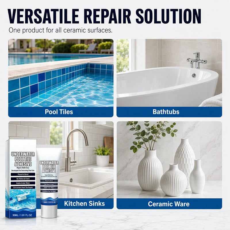 🥳2026 HOT SALE🥳💞50K+ SOLD!💦High Strength Underwater Pool Tile Adhesive🛠️