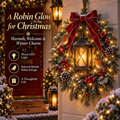 🎄✨ Last Chance – 49% OFF! 🐦 A Robin Glow™ Lighted Christmas Wreath – Bring Holiday Magic to Your Door!
