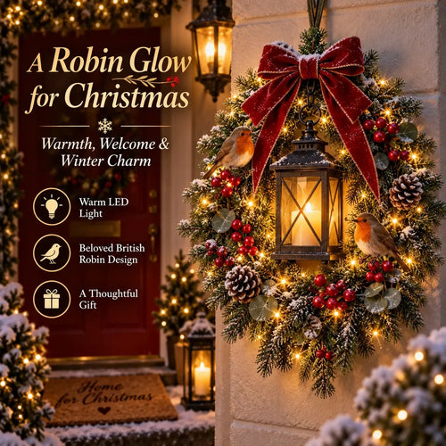 🎄✨ Last Chance – 49% OFF! 🐦 A Robin Glow™ Lighted Christmas Wreath – Bring Holiday Magic to Your Door!