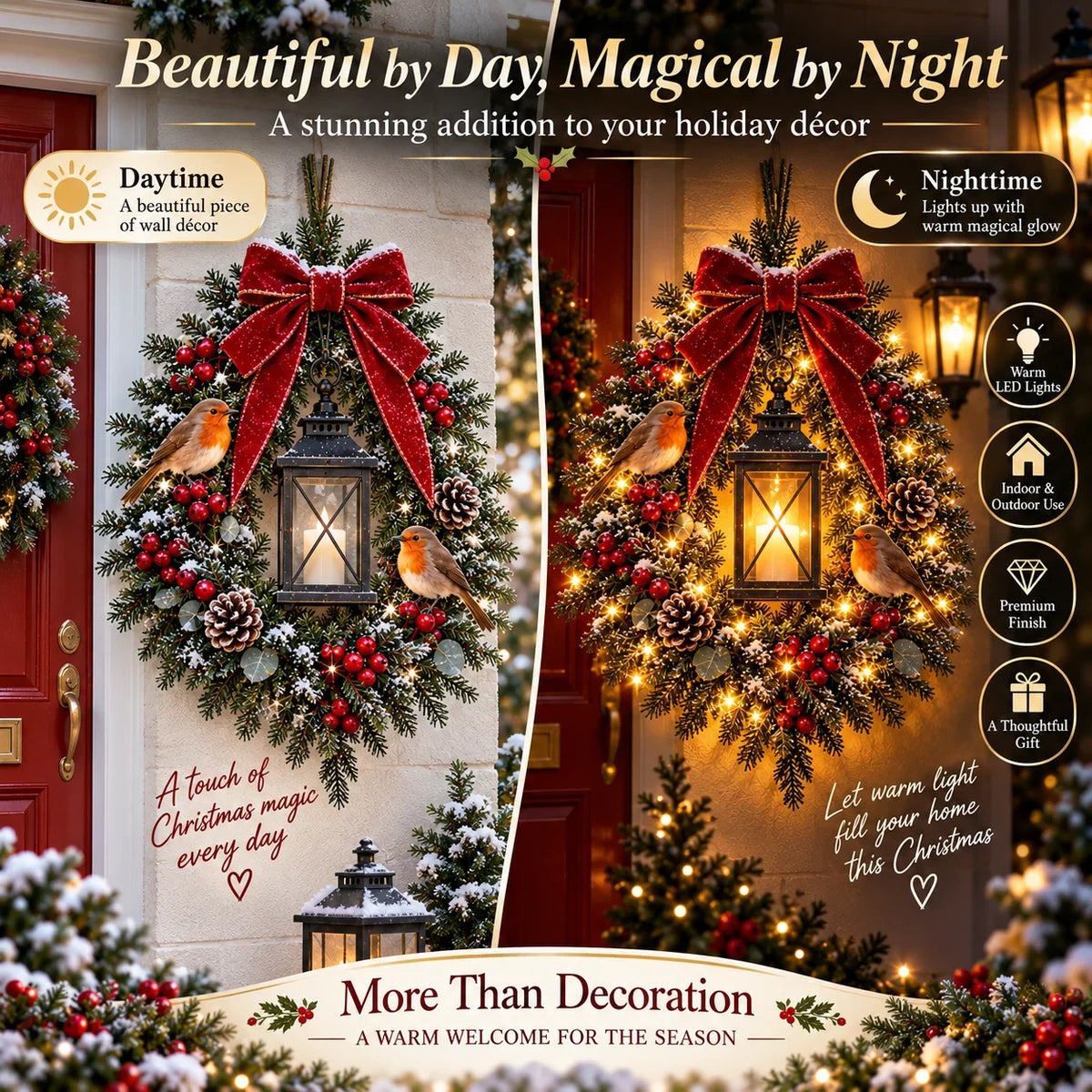 🎄✨ Last Chance – 49% OFF! 🐦 A Robin Glow™ Lighted Christmas Wreath – Bring Holiday Magic to Your Door!