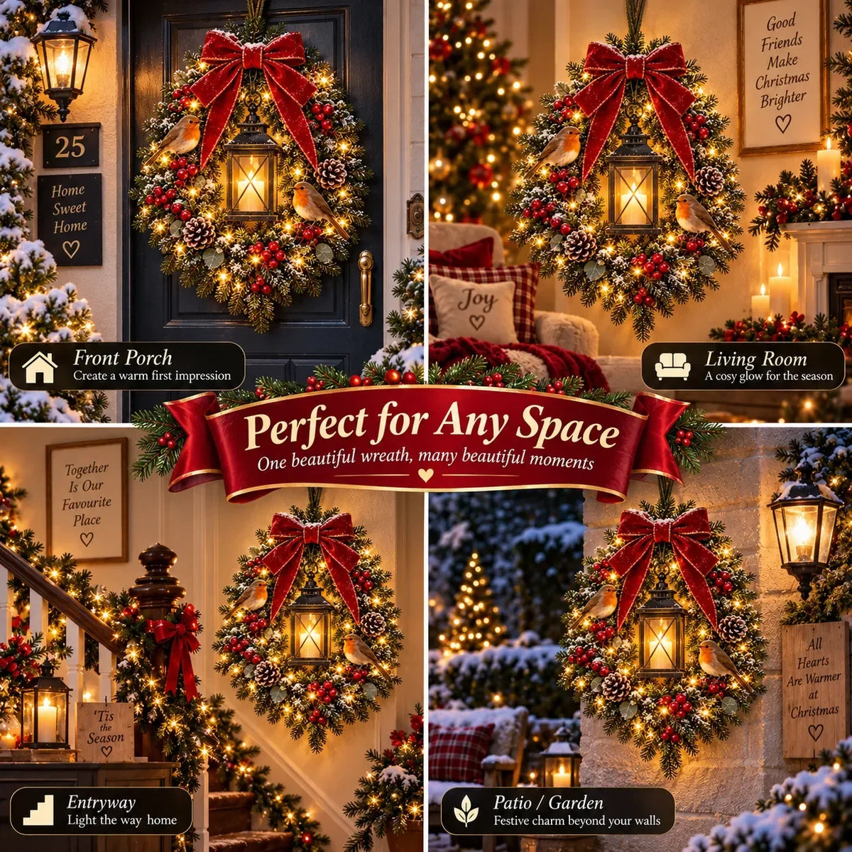 🎄✨ Last Chance – 49% OFF! 🐦 A Robin Glow™ Lighted Christmas Wreath – Bring Holiday Magic to Your Door!